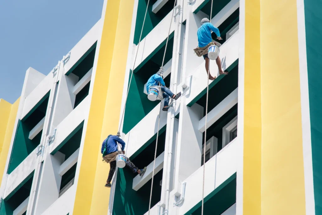 Rope painters yellow high-rise Singapore Bukit Timah