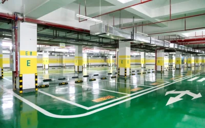 Green epoxy basement carpark E8, Singapore parking epoxy