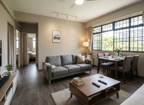 Greige walls grey sofa, Singapore HDB, 2026 trend