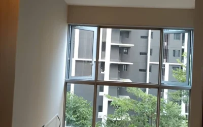 HDB bathroom door view before spray paint, Singapore painter service