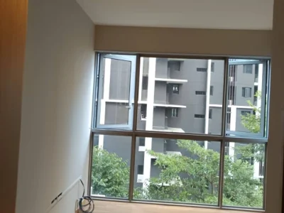 HDB bathroom door view before spray paint, Singapore painter service
